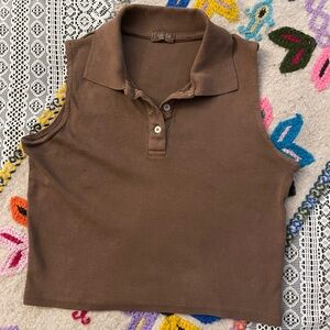 John Galt by Brandy Melville Brown Crop Top